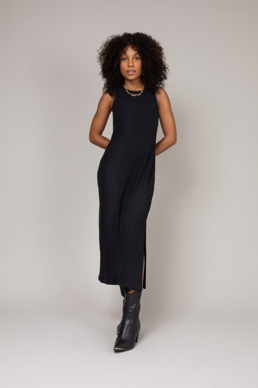 Vestido midi canelado