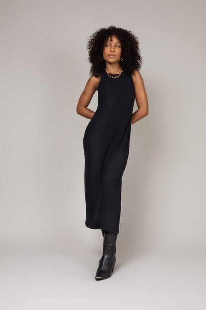 Vestido midi canelado