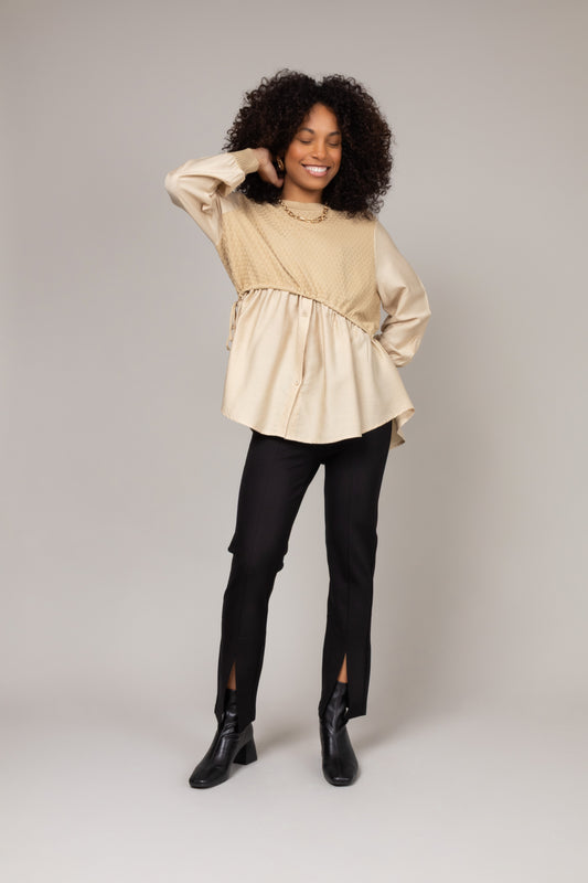 Blusa texturizada com mangas amplas
