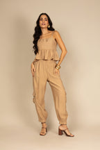 Conjunto calça e top peplum