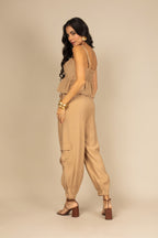 Conjunto calça e top peplum