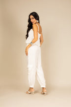 Conjunto calça e top peplum