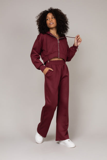 Conjunto jaqueta cropped com calça