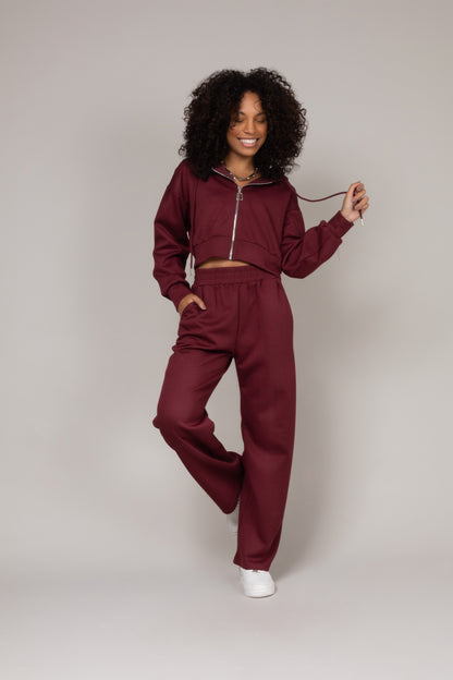 Conjunto jaqueta cropped com calça