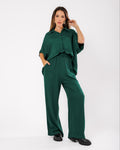 Calça pantalona em viscose maquinetada