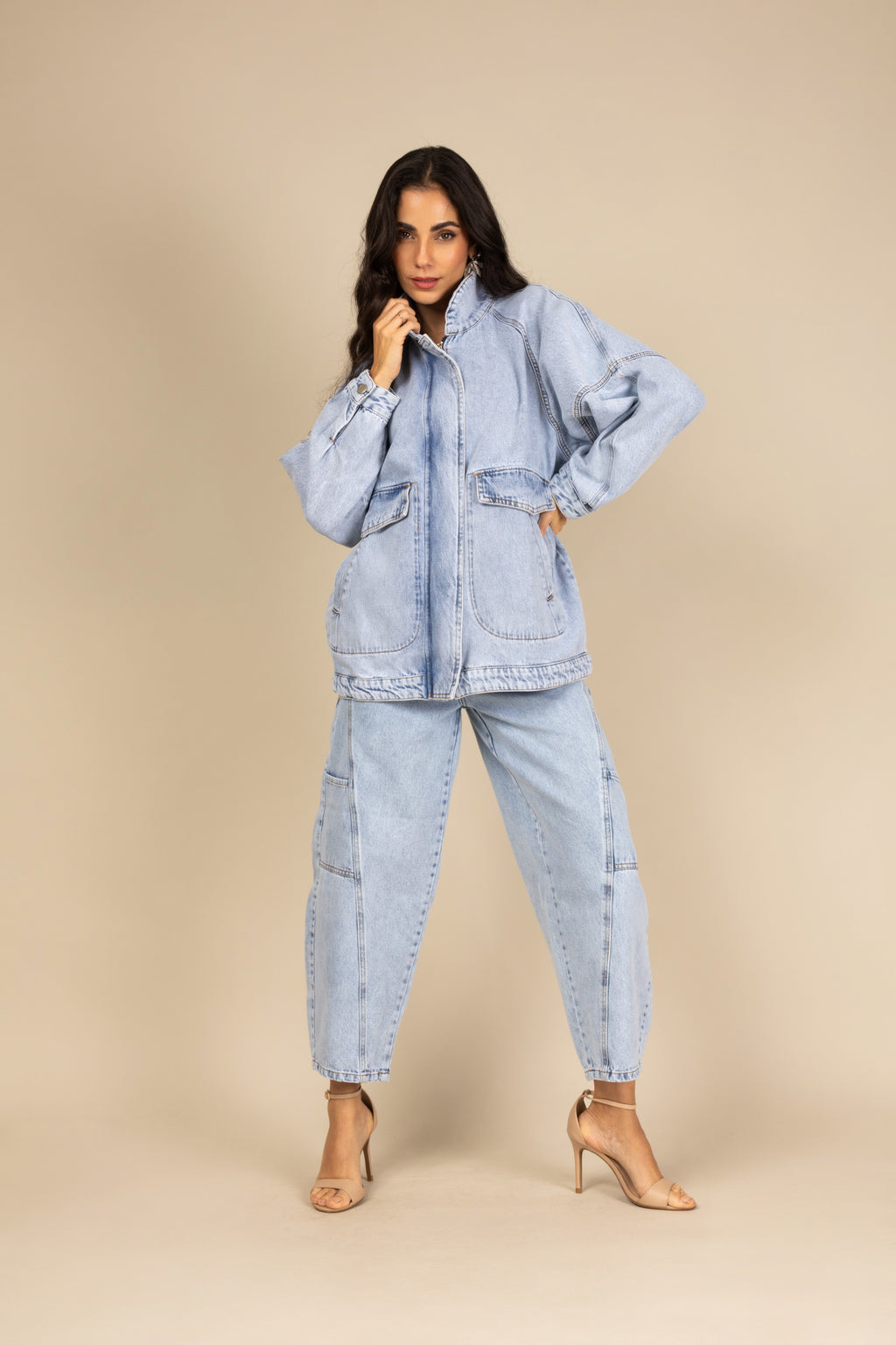 Calça jeans barrel azul