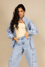 Calça jeans barrel azul