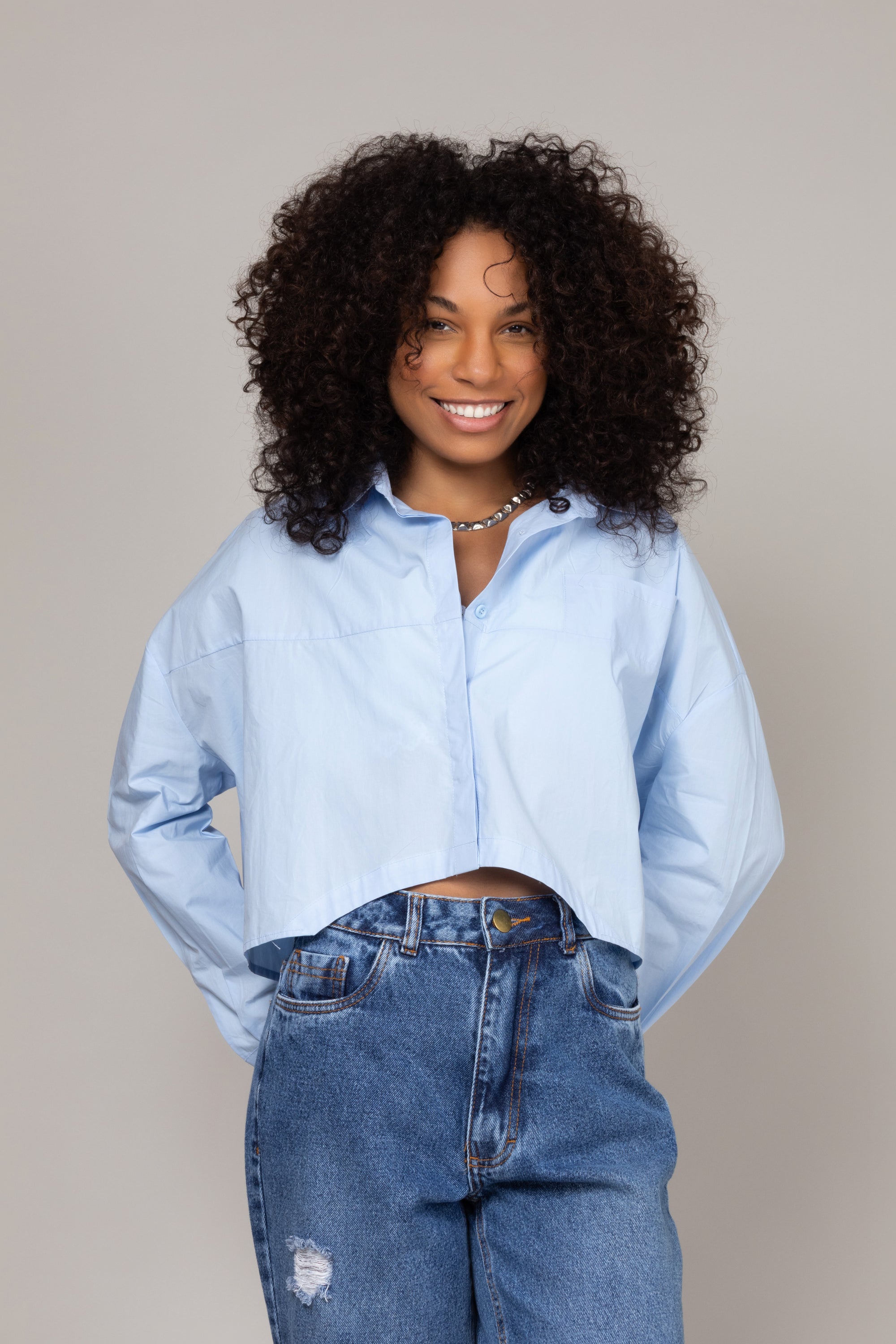 Camisa cropped oversized