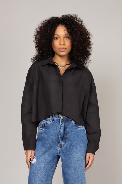 Camisa cropped oversized