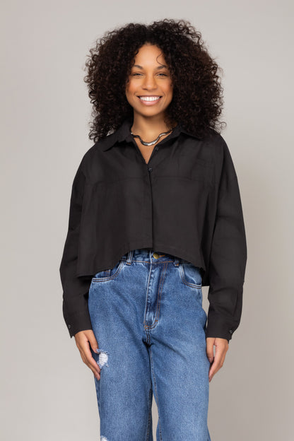 Camisa cropped oversized