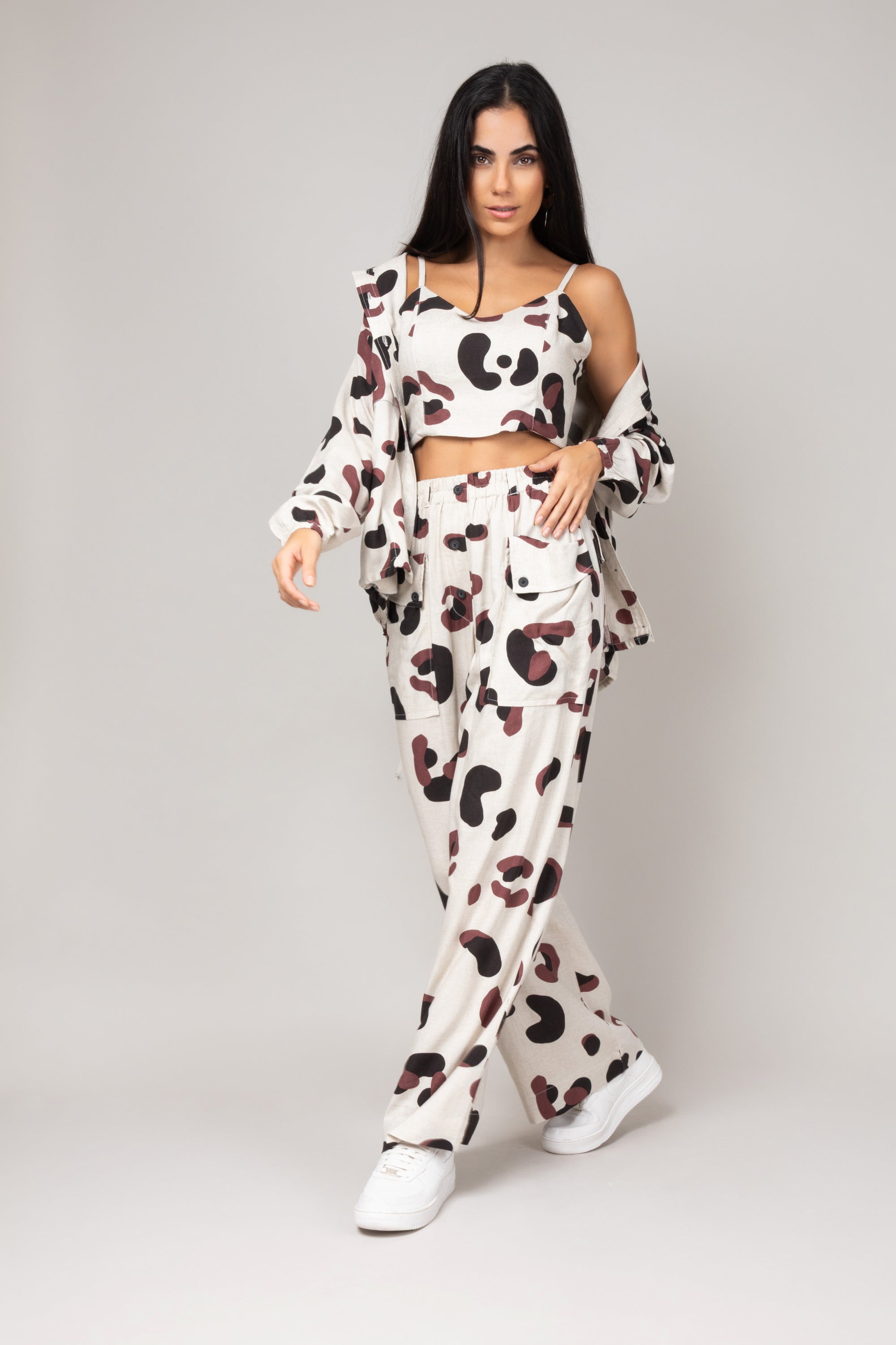 Conjunto de top e calça estampado