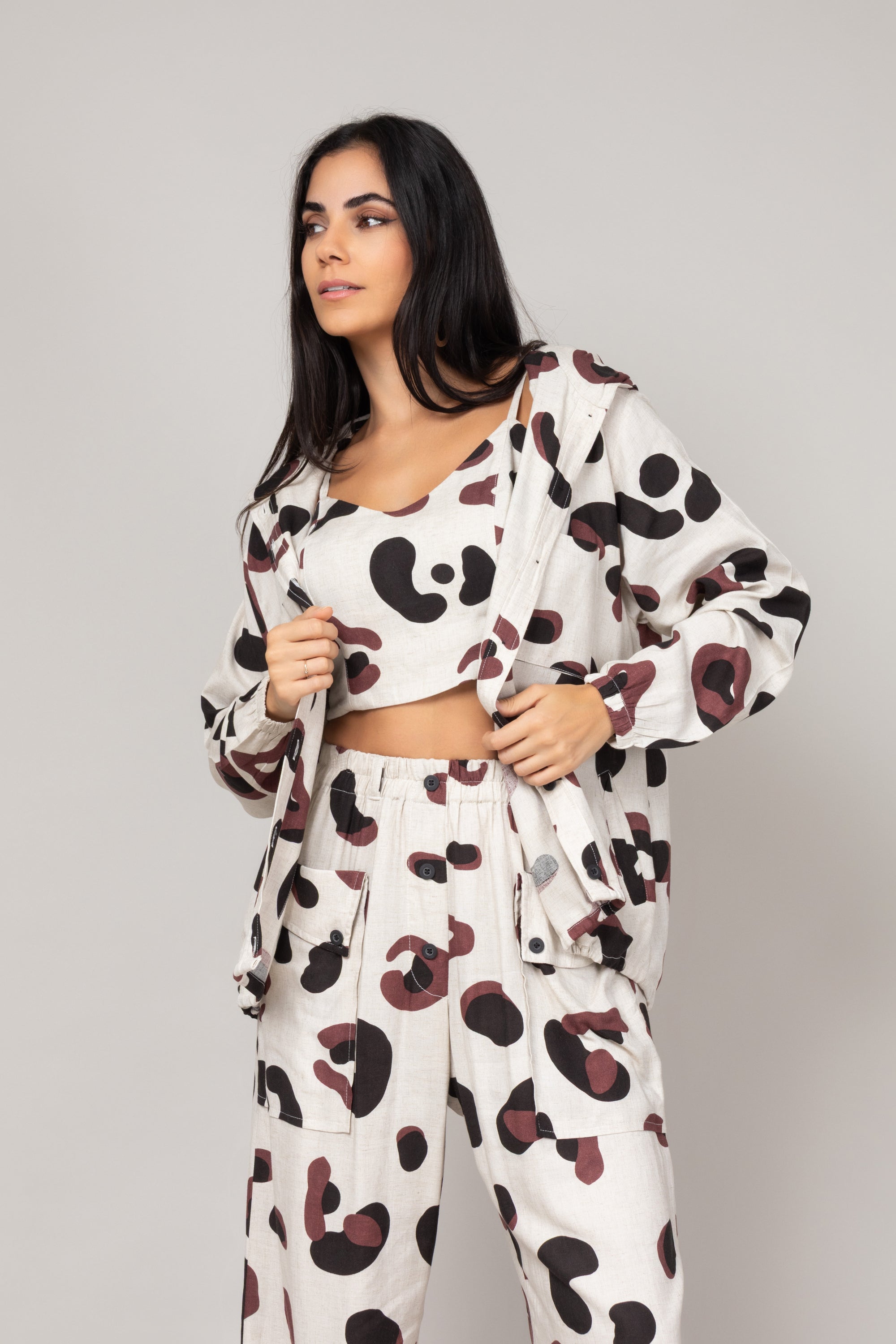 Conjunto de top e calça estampado