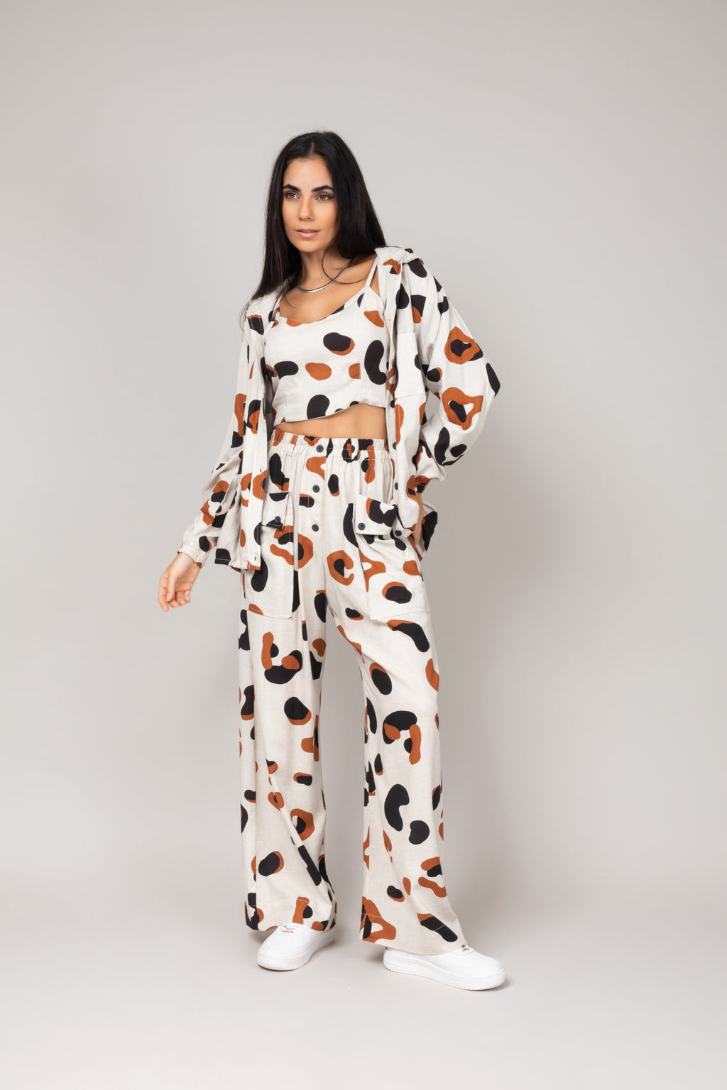Conjunto de top e calça estampado
