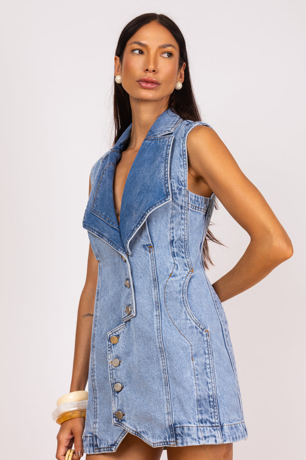 Vestido jeans botões