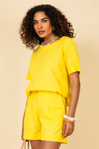 Conjunto linho com blusa e short