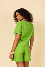 Conjunto linho com blusa e short