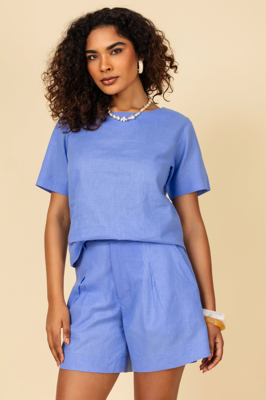 Conjunto linho com blusa e short