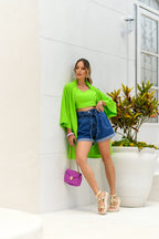 Conjunto cropped com kimono