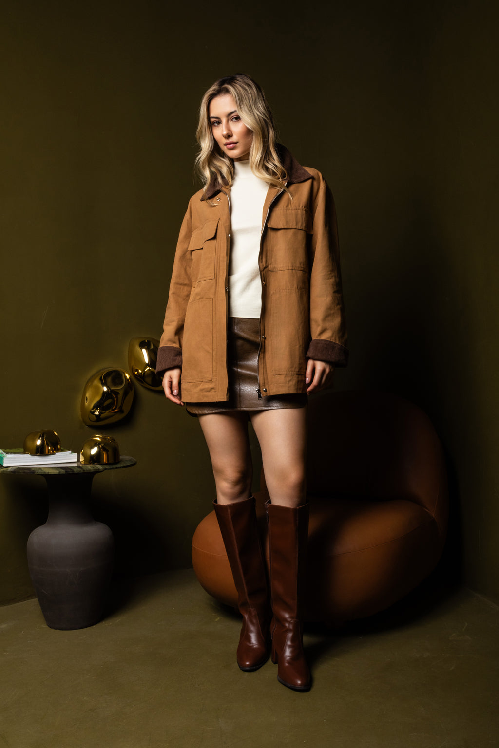 Casaco parka bicolor