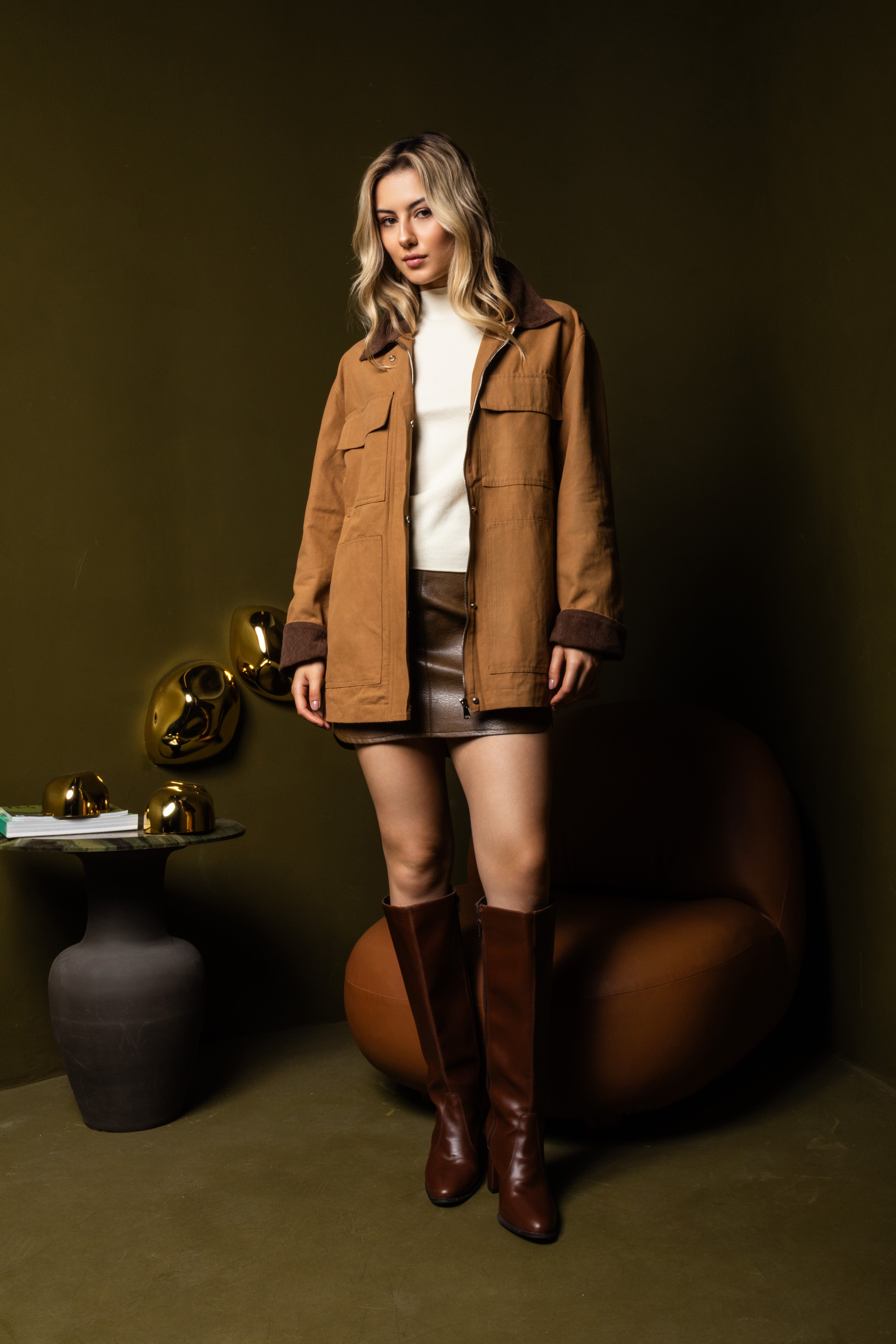 Casaco parka bicolor