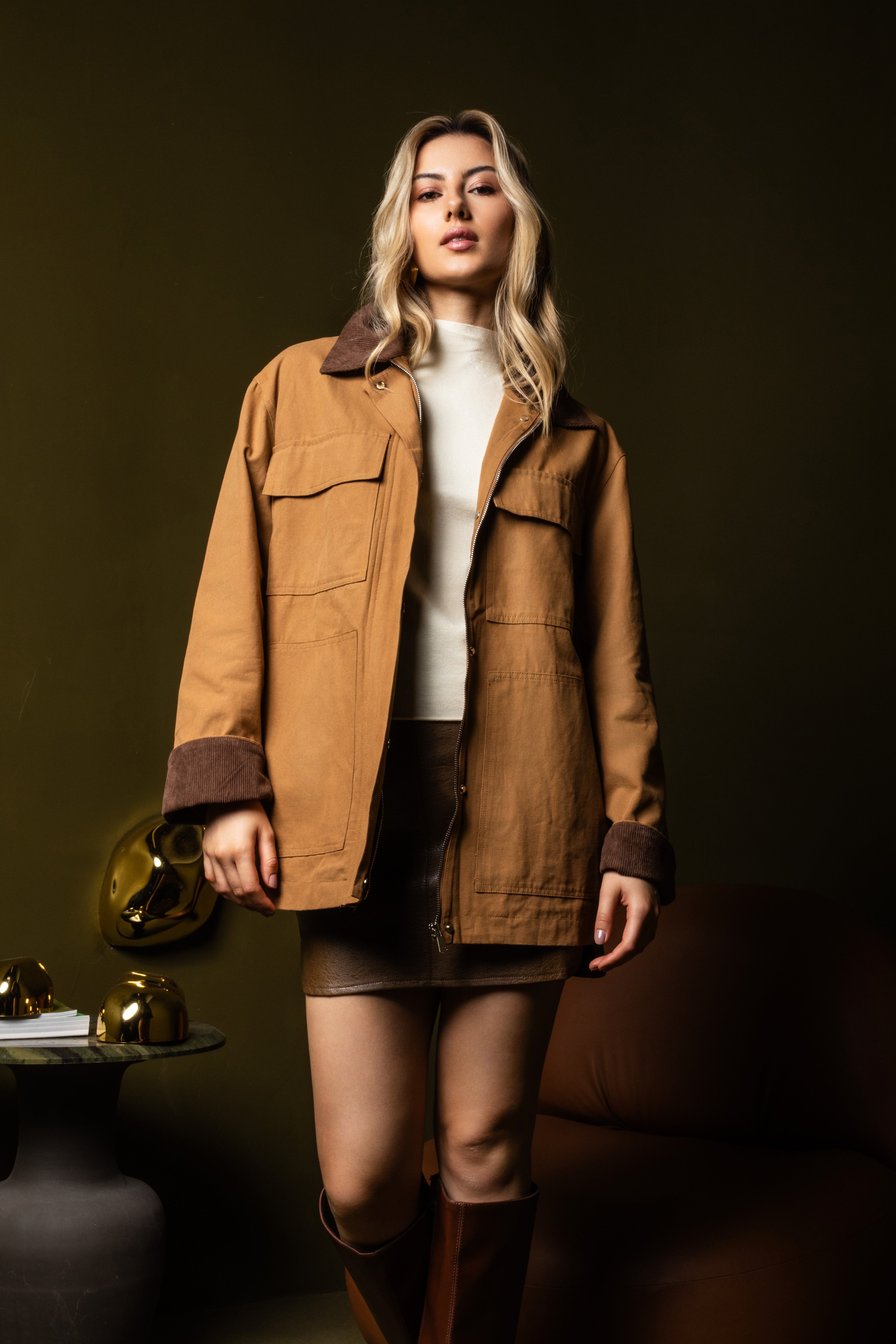 Casaco parka bicolor