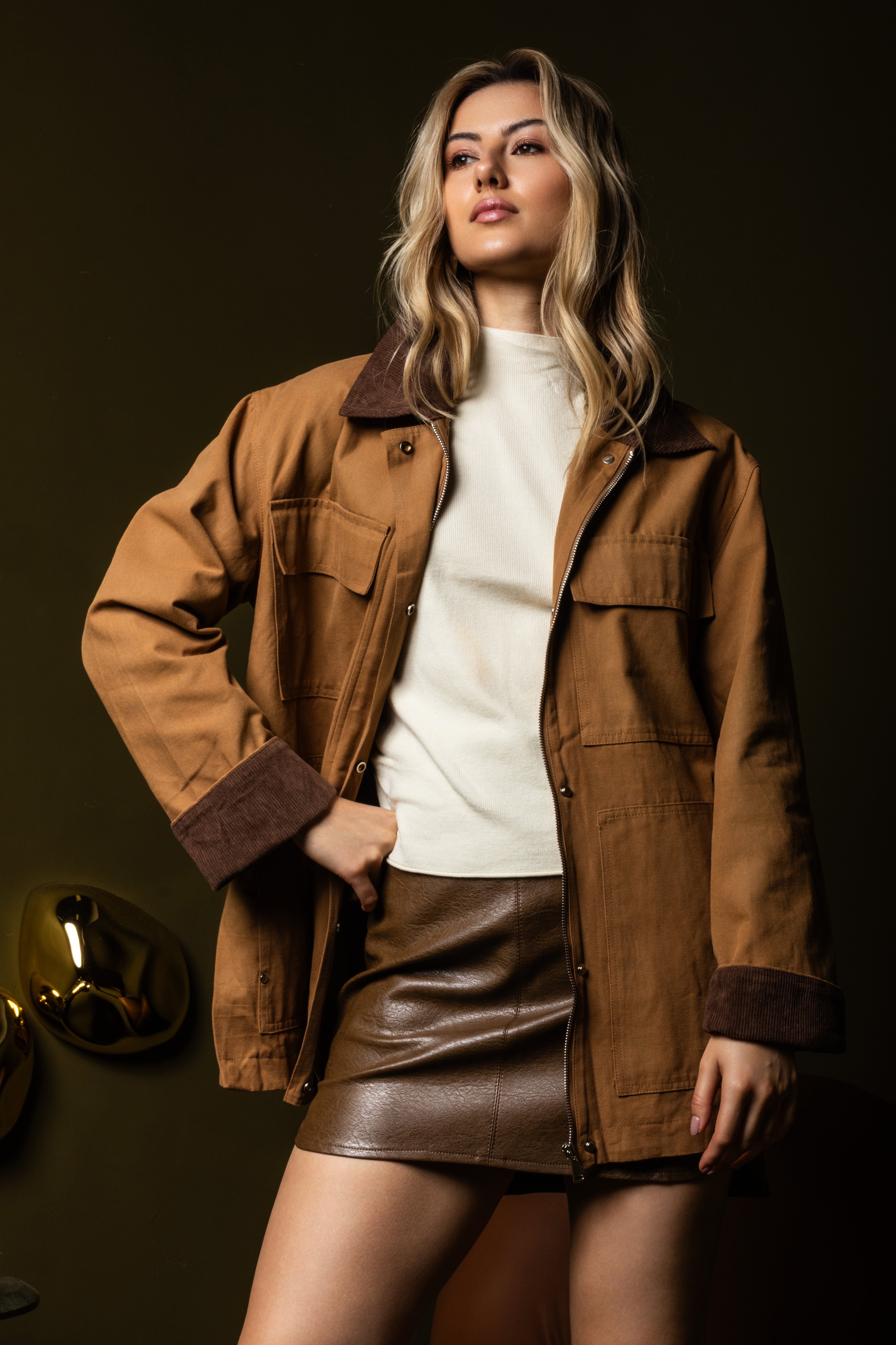 Casaco parka bicolor