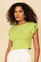 Blusa cropped em malha canelada