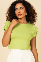 Blusa cropped em malha canelada