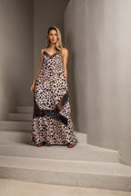 Vestido longo animal print
