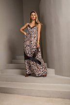 Vestido longo animal print