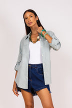 Camisa em linho candy color