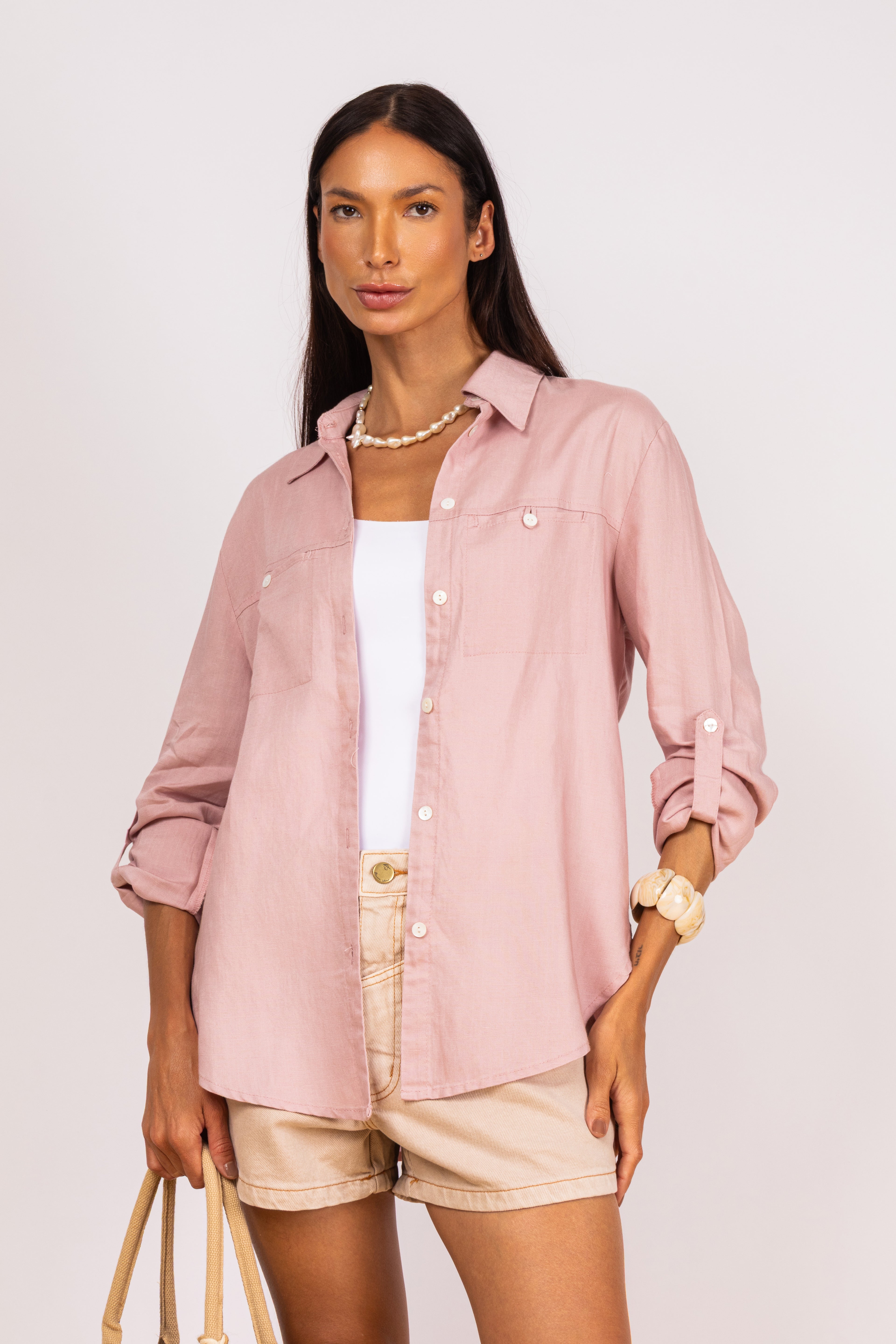 Camisa em linho candy color