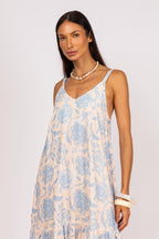Vestido Longo Floral em Camadas