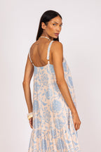 Vestido Longo Floral em Camadas