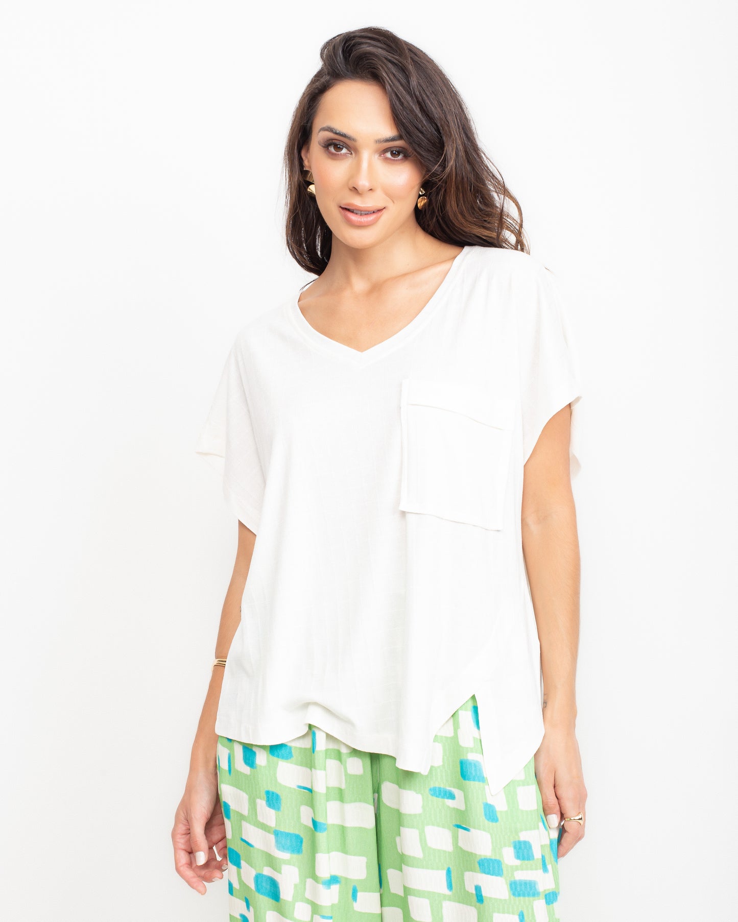 Blusa malha com recorte