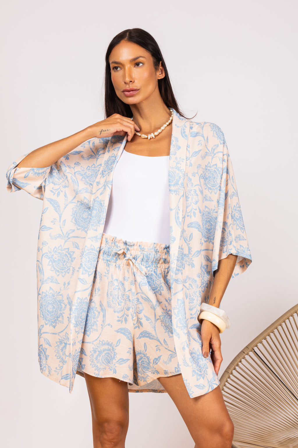 Conjunto kimono e short transpassado