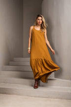 Vestido longo decote nadador