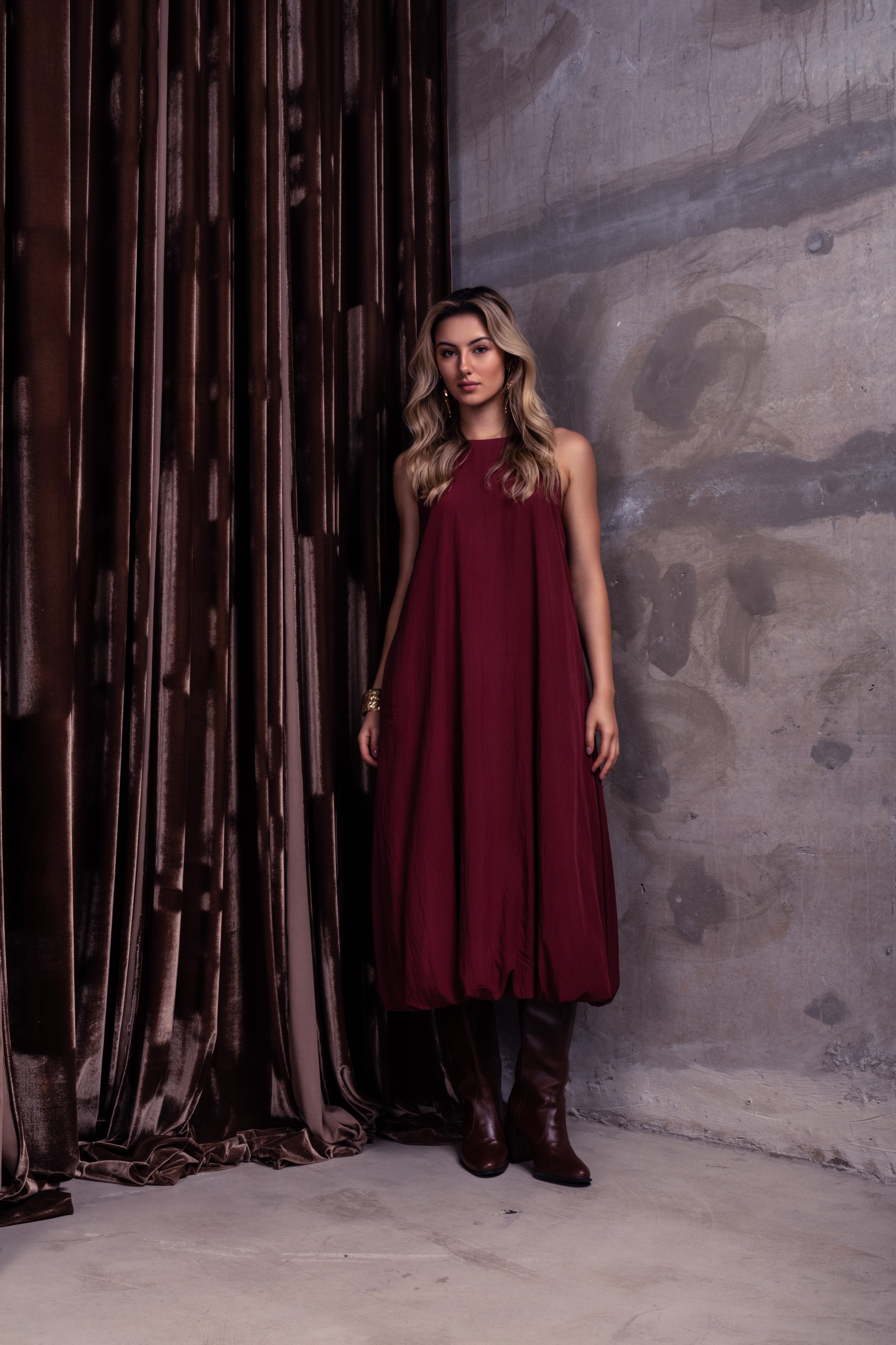 Vestido midi balonê