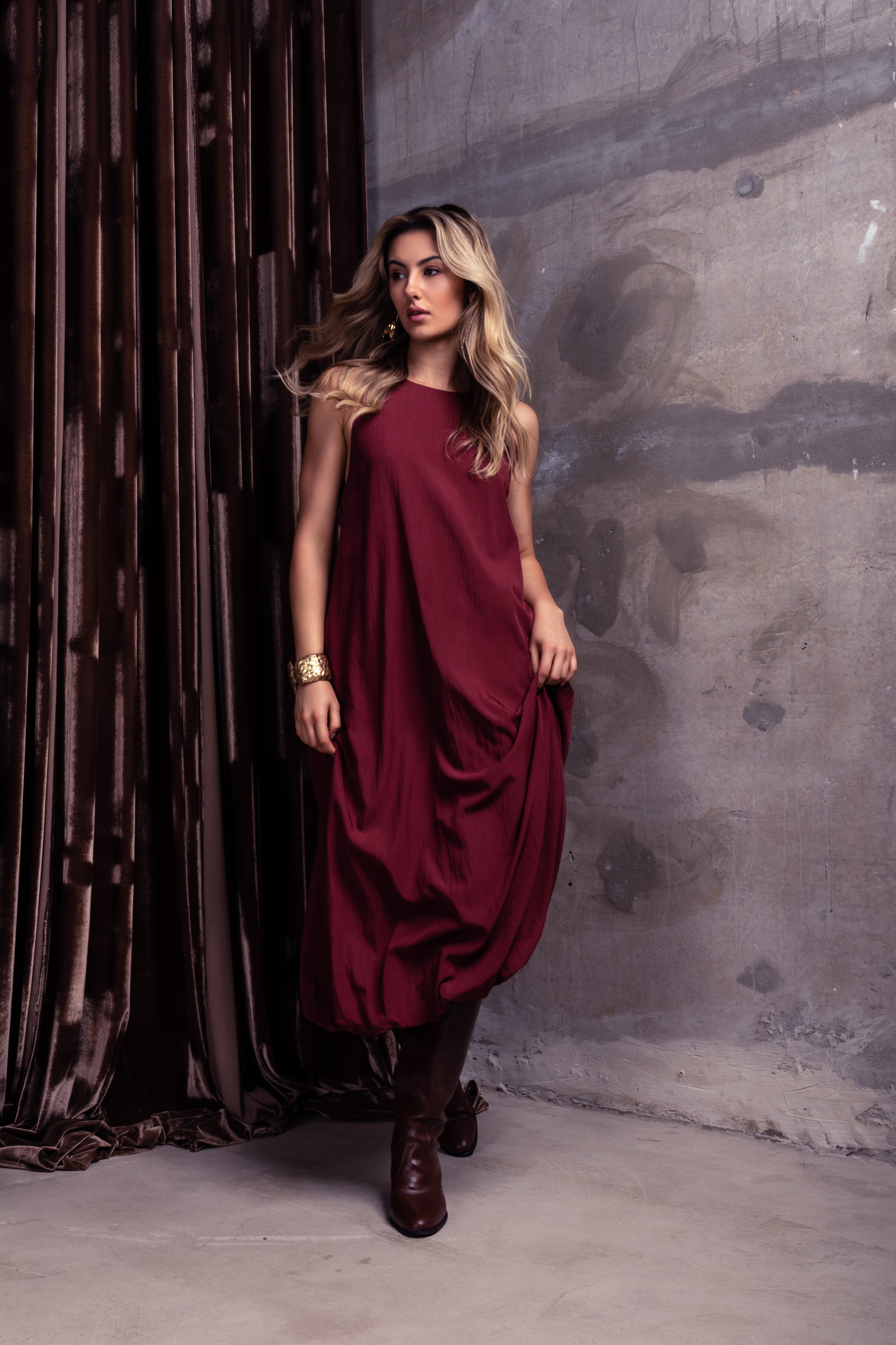 Vestido midi balonê