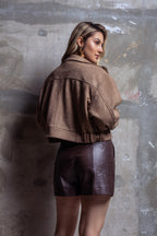 Jaqueta bomber camurça