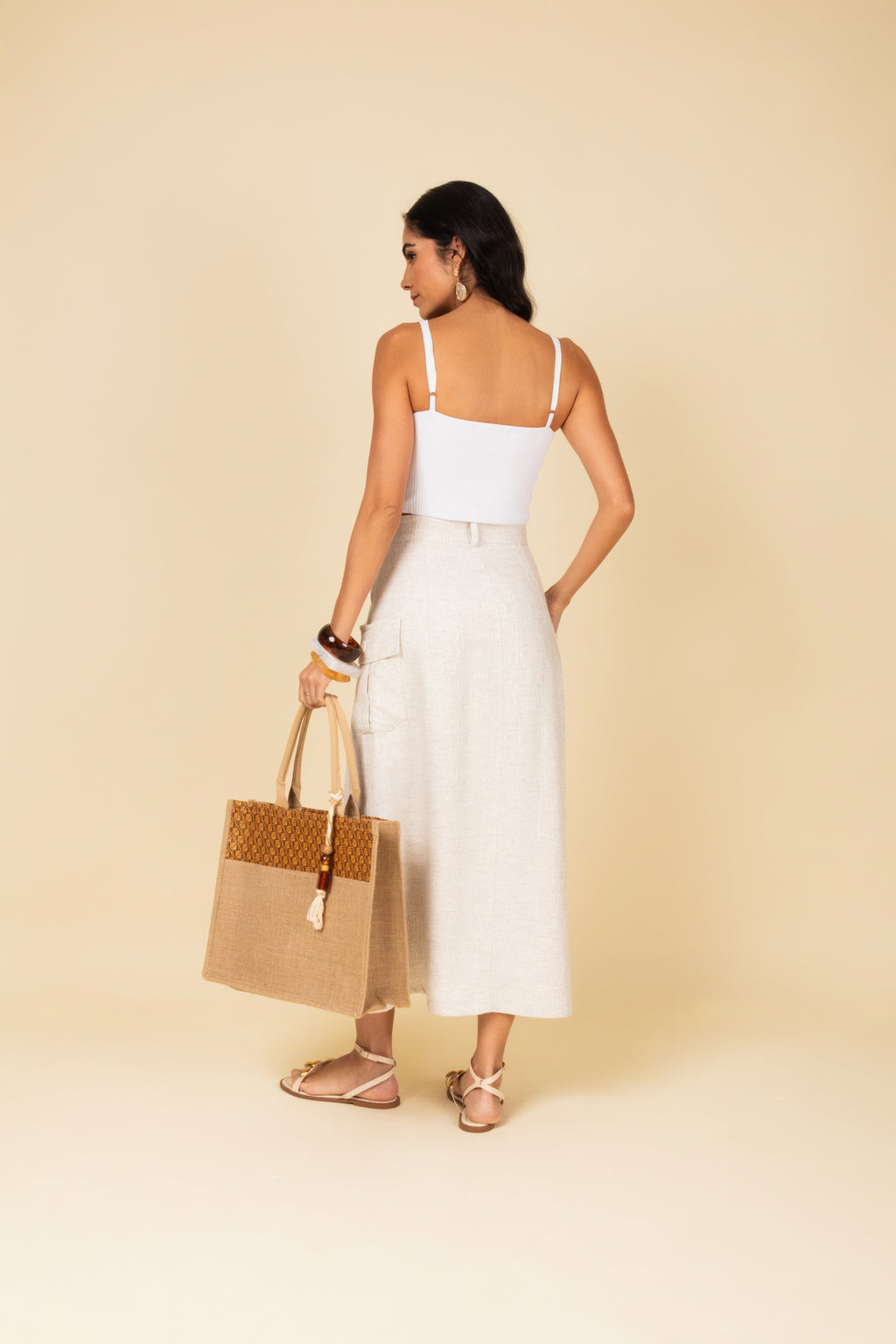 Saia longa com bolsos cargo