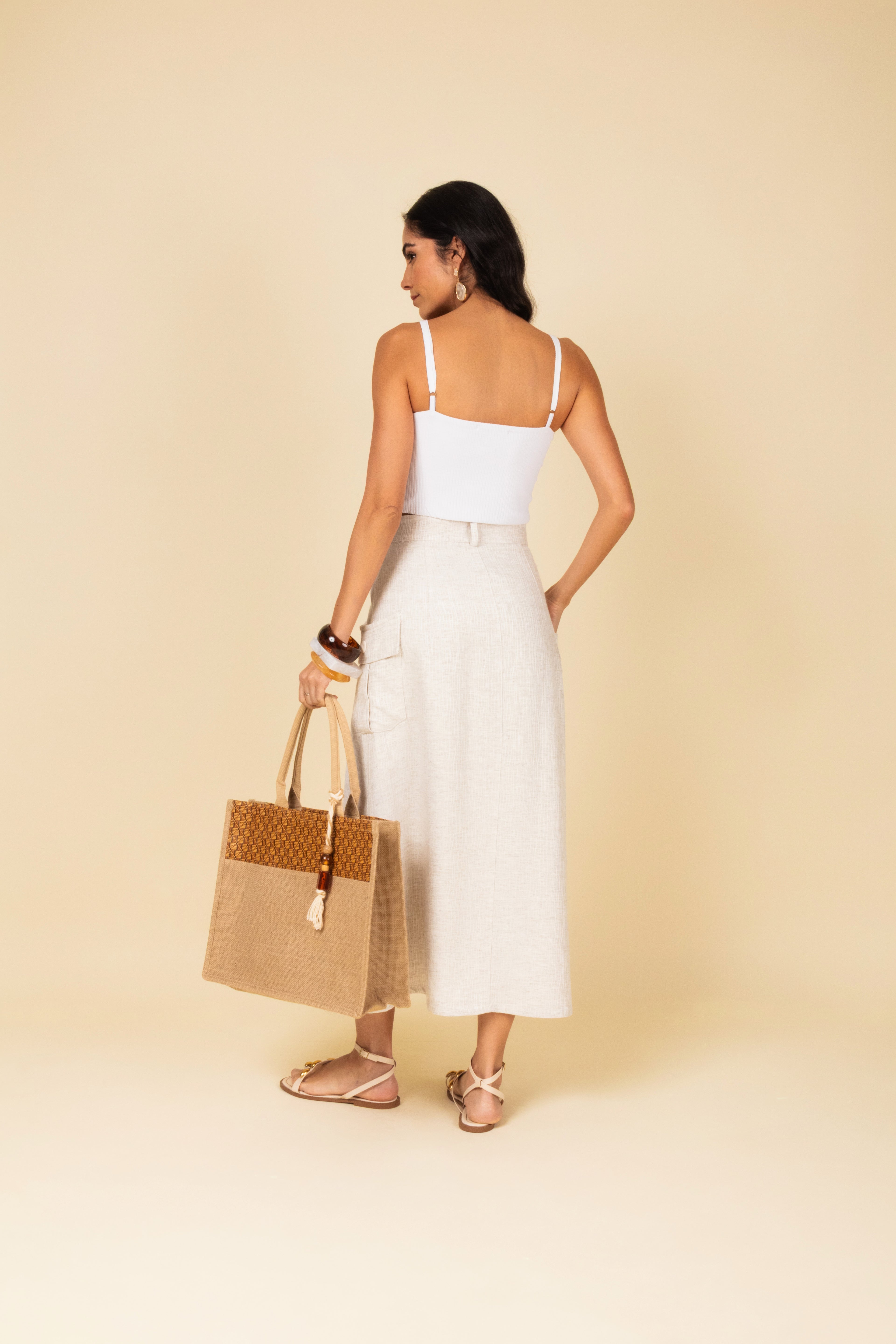 Saia longa com bolsos cargo