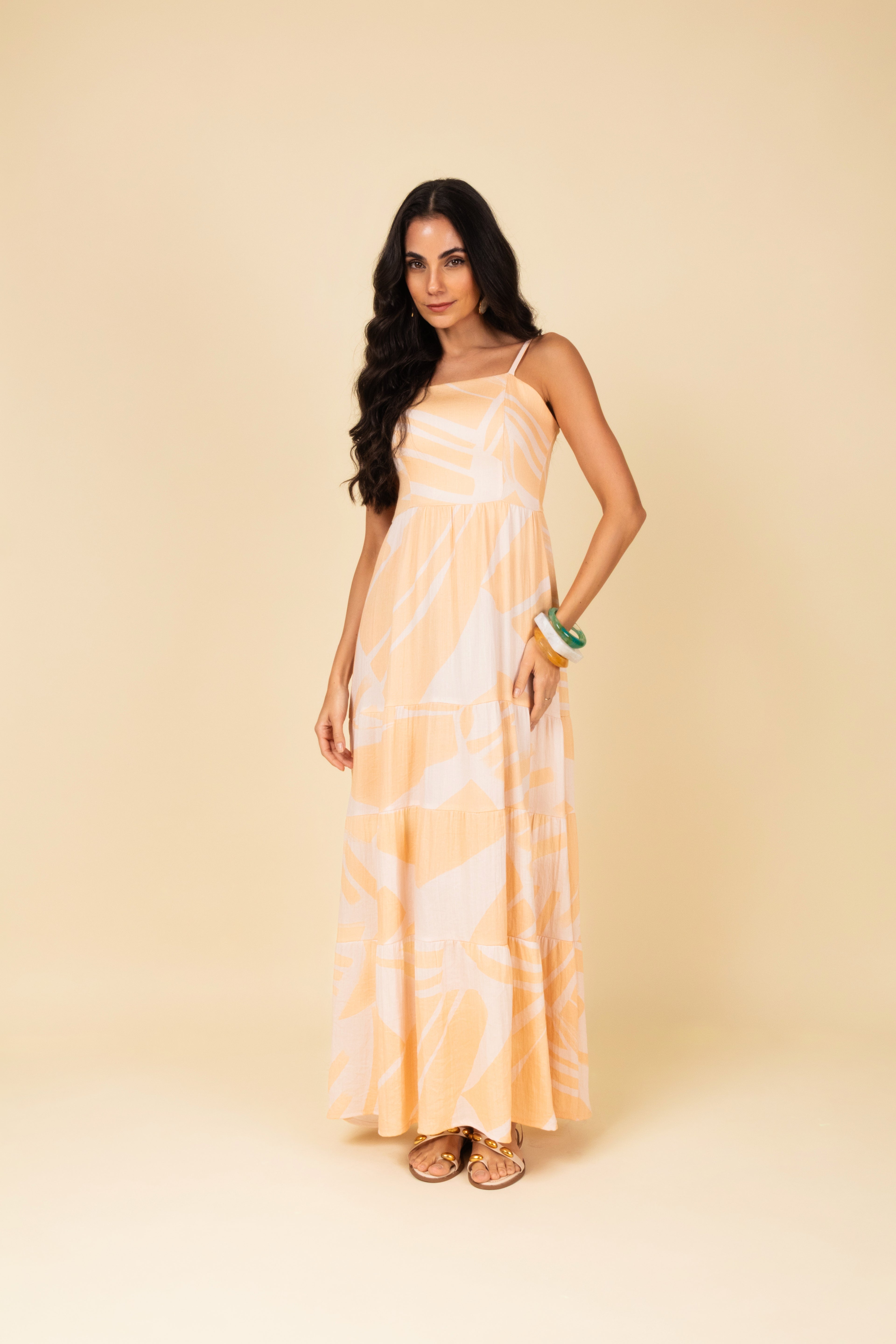 Vestido longo estampado