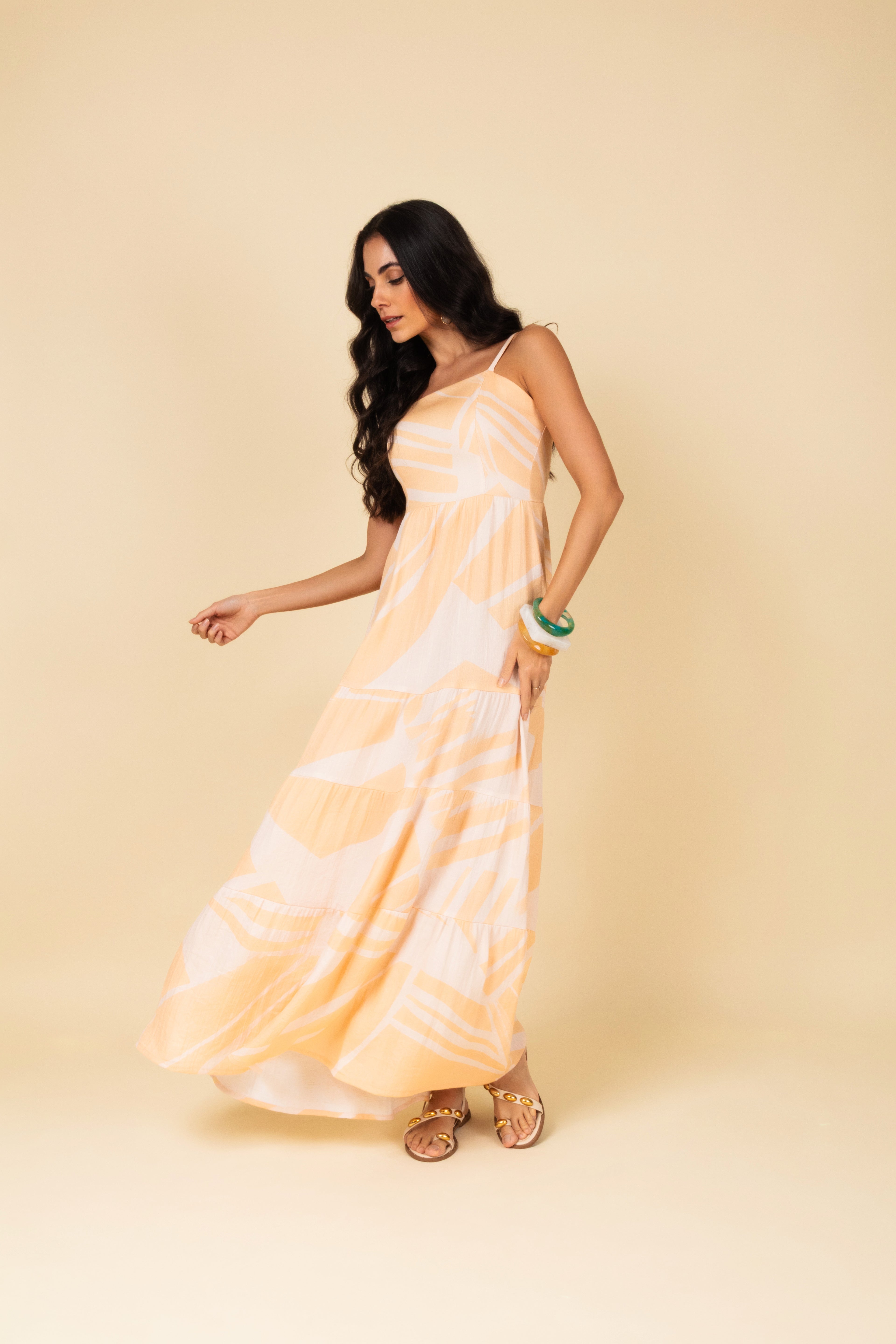 Vestido longo estampado