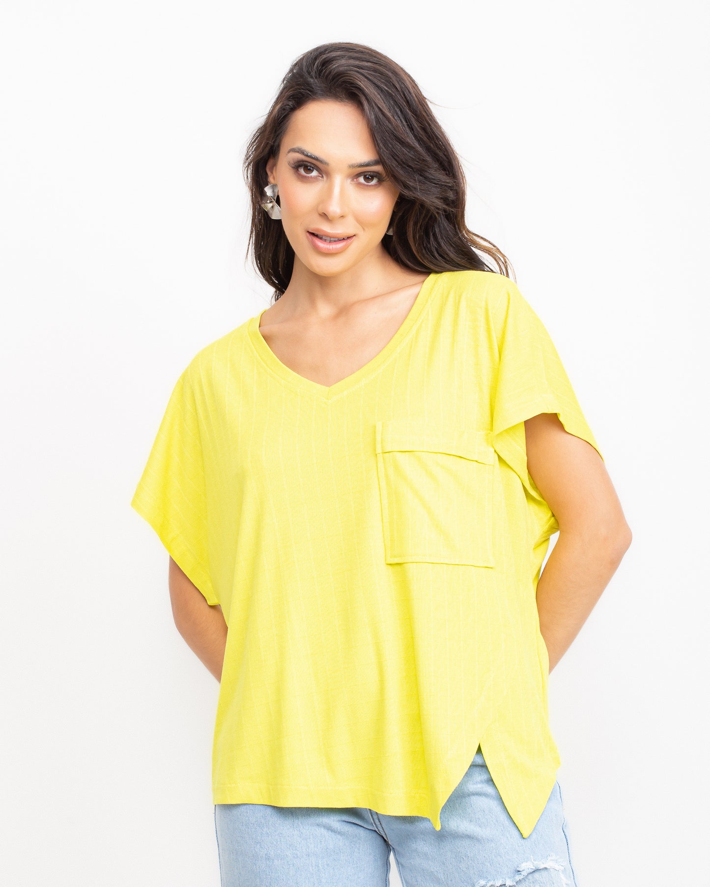 Blusa malha com recorte