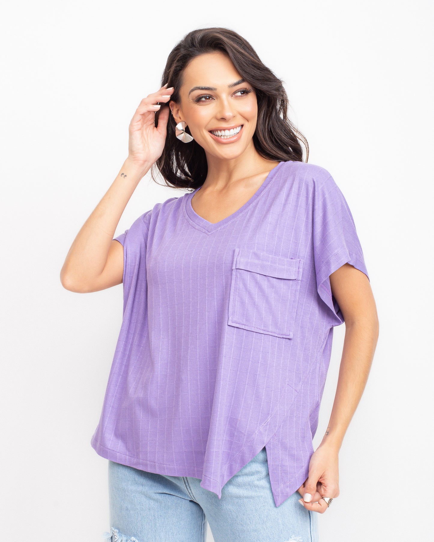 Blusa malha com recorte