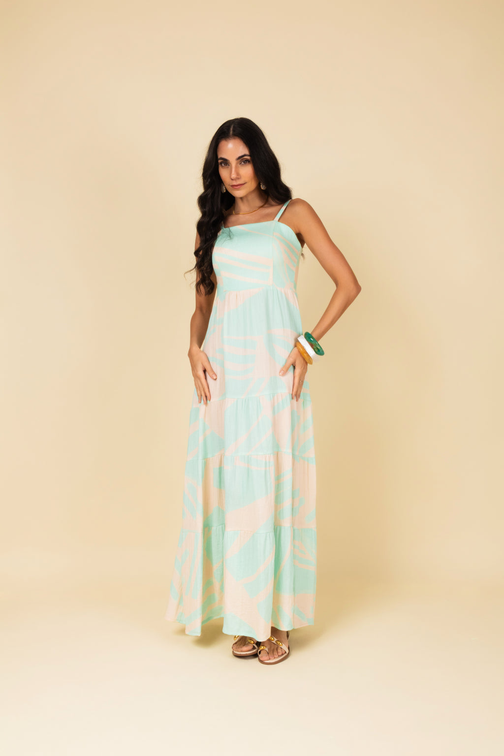 Vestido longo estampado