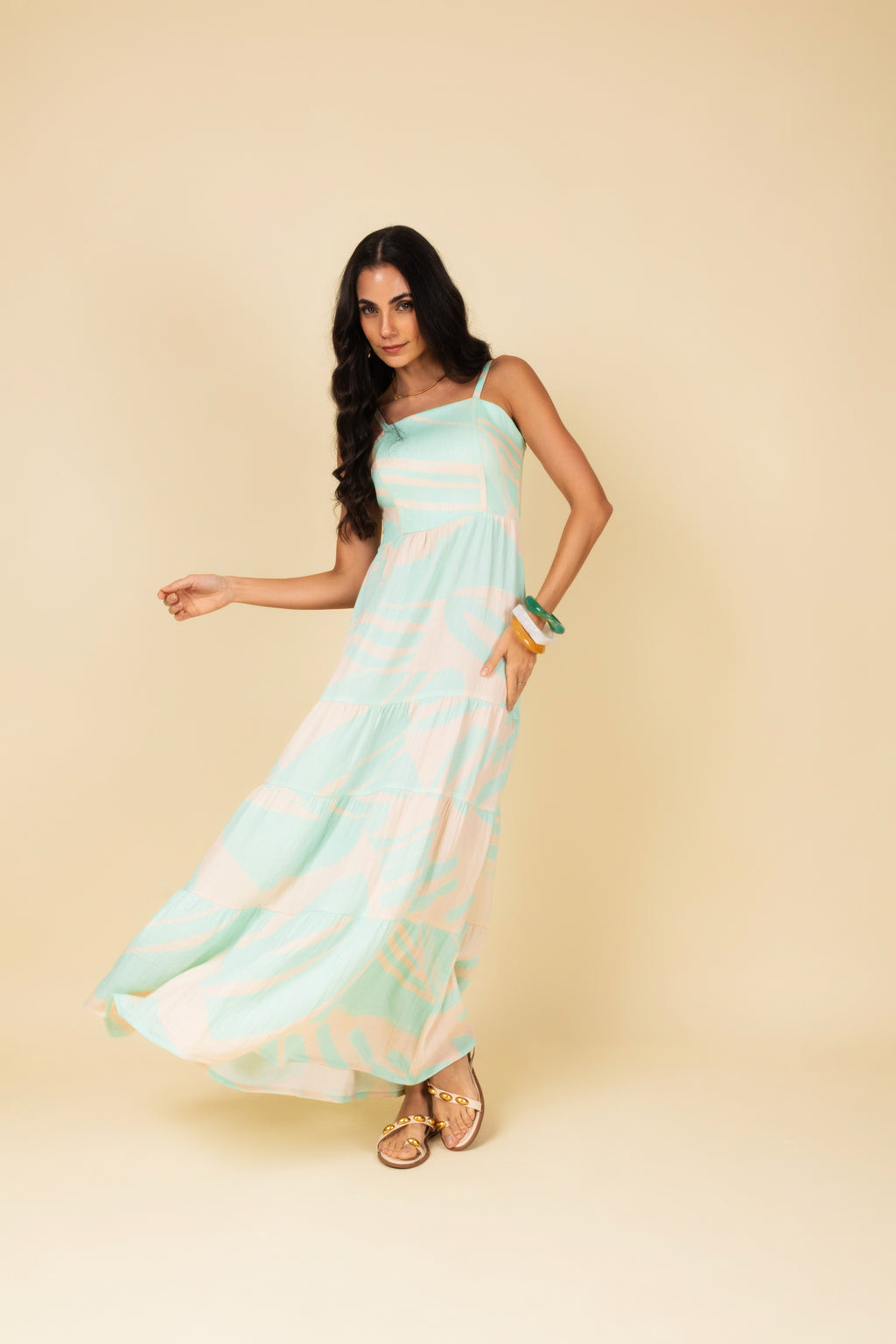 Vestido longo estampado