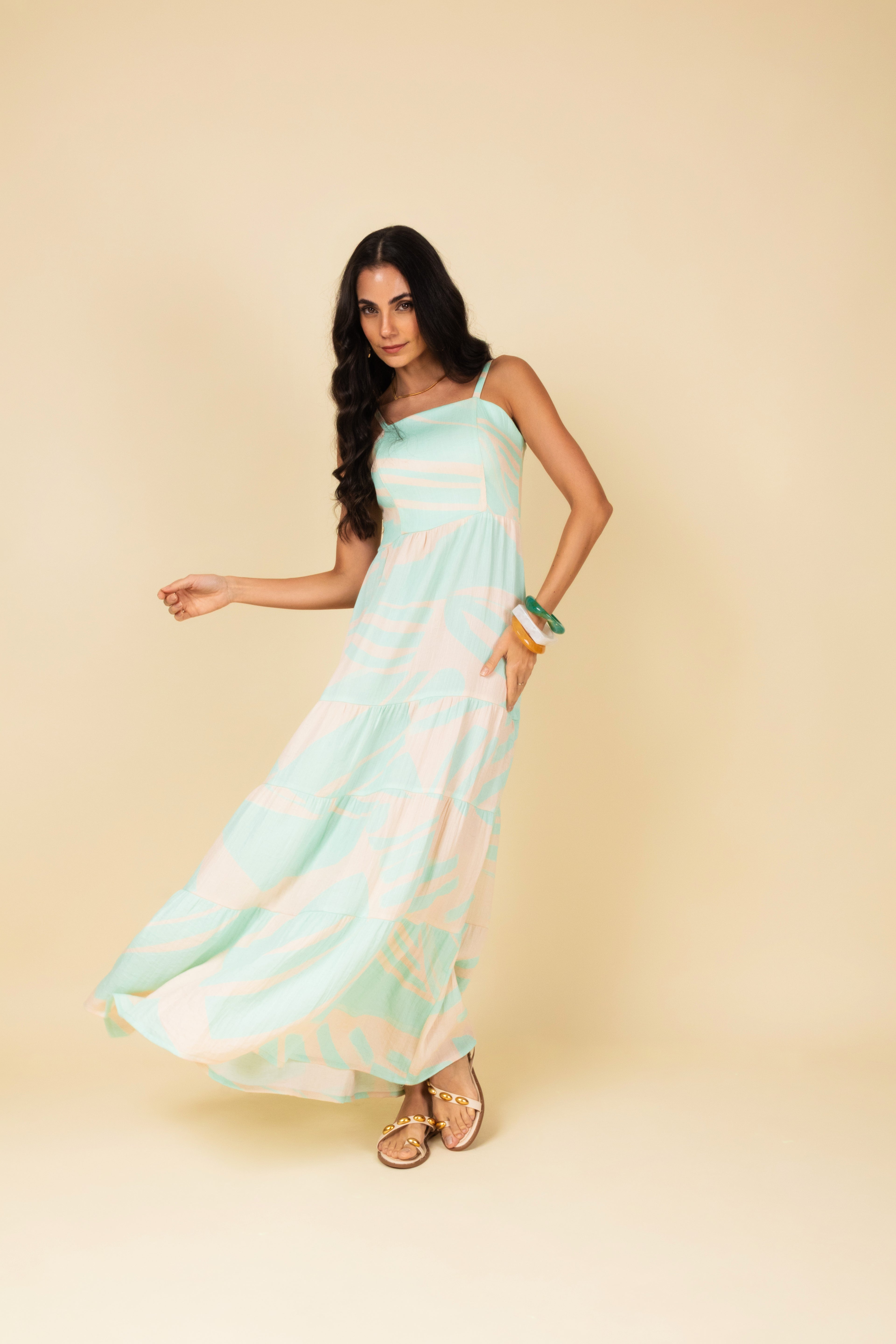 Vestido longo estampado