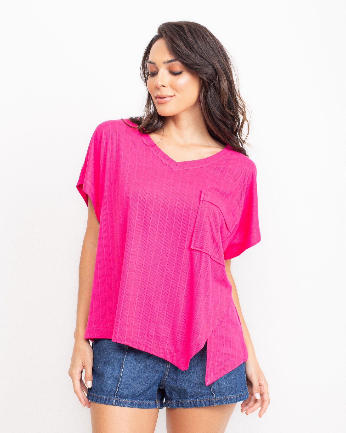 Blusa malha com recorte